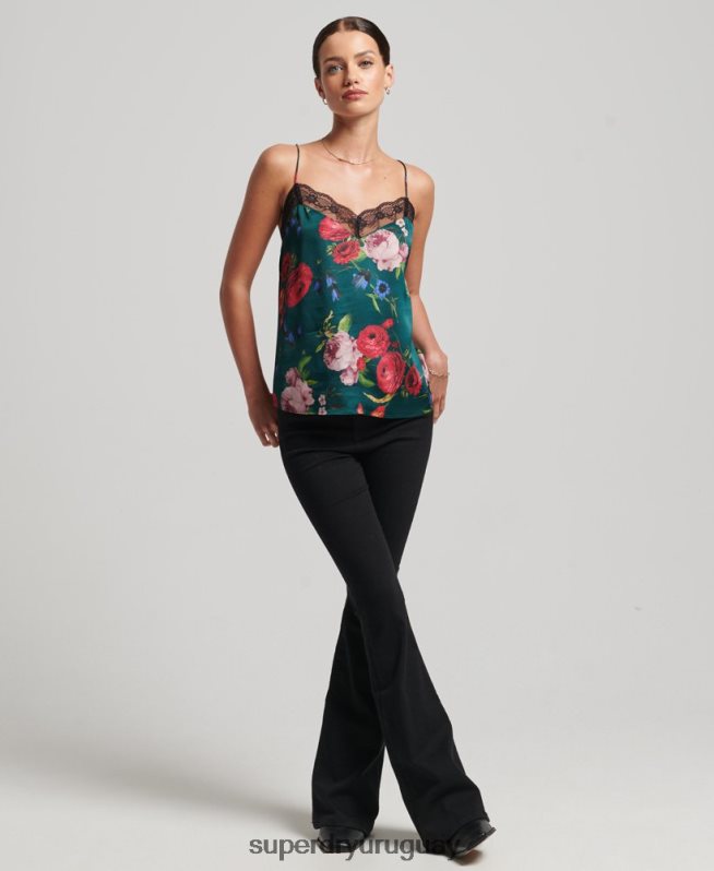 uy Superdry mujer camisola de satén verde DT2N8Z2961 ropa