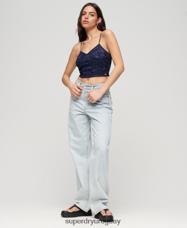 uy Superdry mujer corsé con bordado floral Armada DT2N8Z2872 ropa