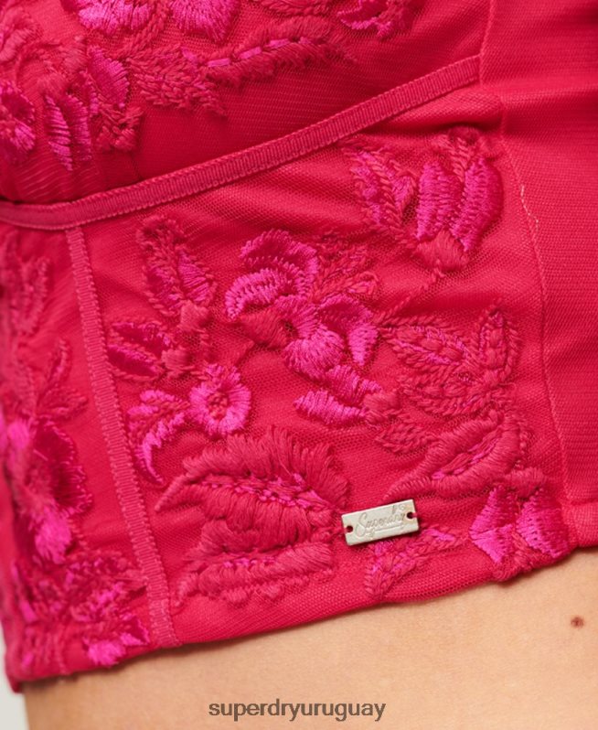uy Superdry mujer corsé con bordado floral rosa DT2N8Z2088 ropa