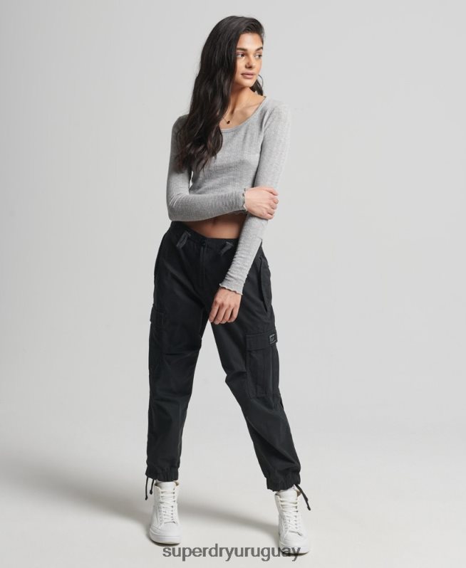 uy Superdry mujer crop top vintage pointelle de algodón orgánico gris DT2N8Z6724 ropa