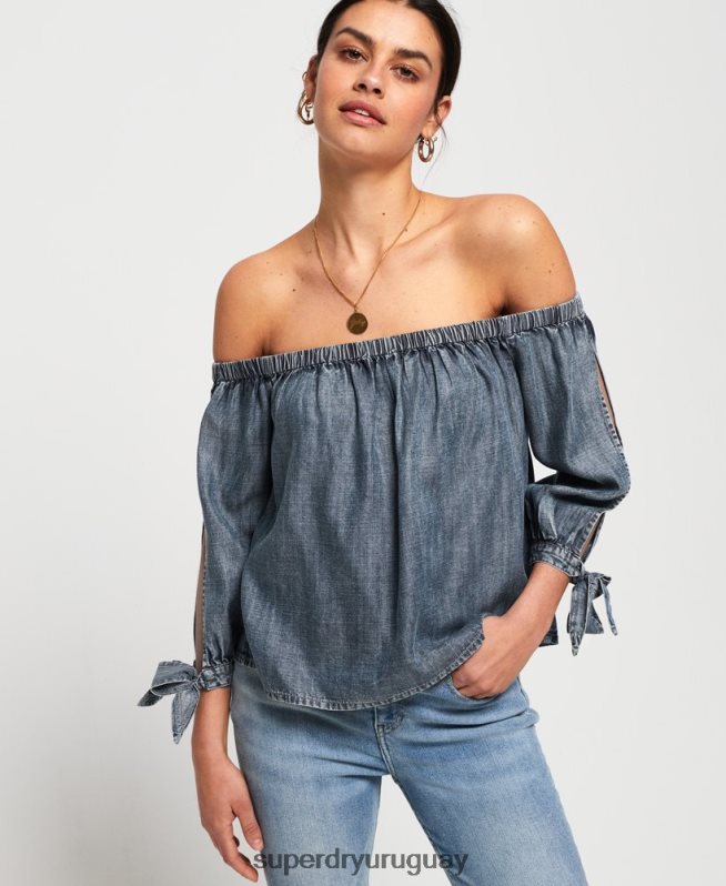 uy Superdry mujer elena parte superior azul DT2N8Z3069 ropa