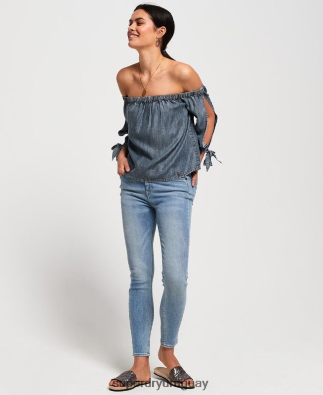 uy Superdry mujer elena parte superior azul DT2N8Z3069 ropa