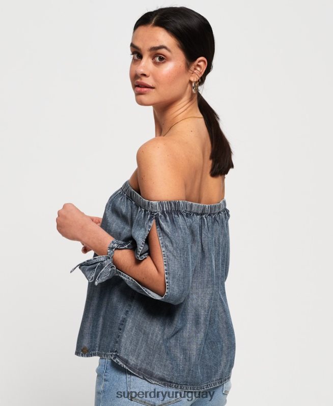 uy Superdry mujer elena parte superior azul DT2N8Z3069 ropa