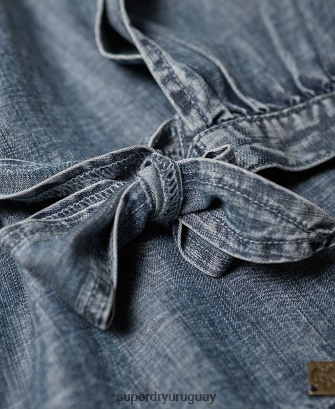 uy Superdry mujer elena parte superior azul DT2N8Z3069 ropa