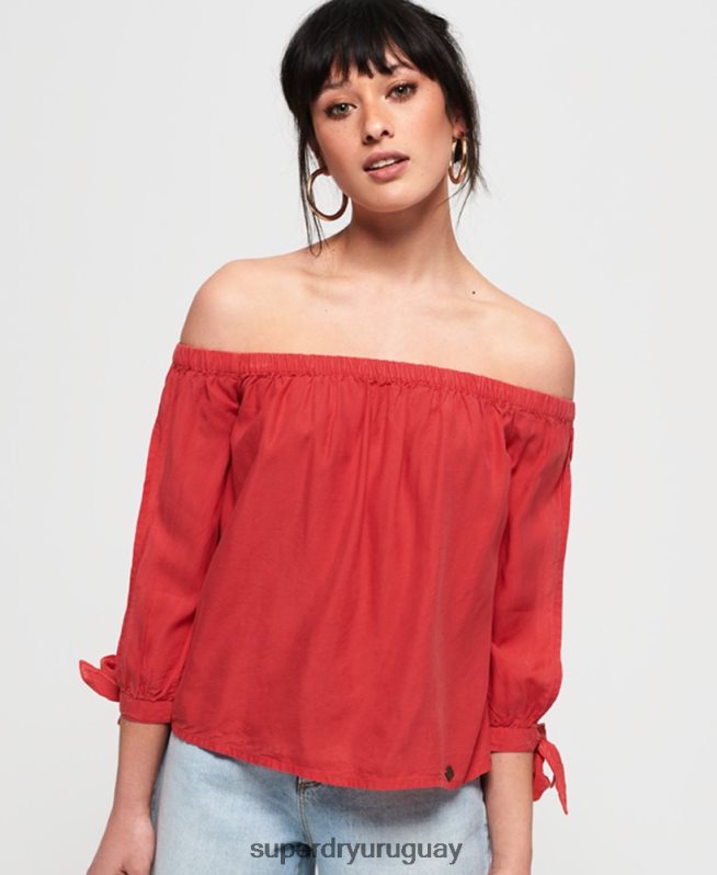 uy Superdry mujer elena parte superior rojo DT2N8Z3075 ropa