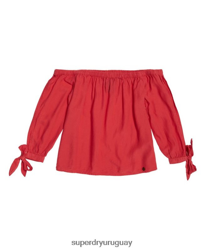 uy Superdry mujer elena parte superior rojo DT2N8Z3075 ropa