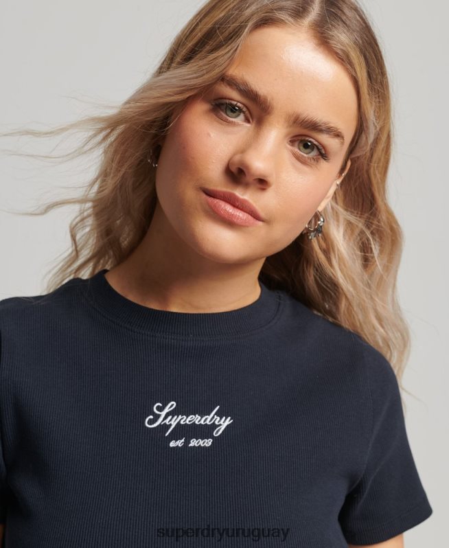 uy Superdry mujer top corto code heritage Armada DT2N8Z3016 ropa