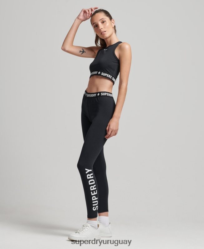 uy Superdry mujer top corto con elástico code negro DT2N8Z3053 ropa