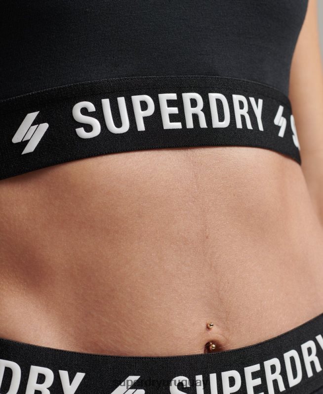 uy Superdry mujer top corto con elástico code negro DT2N8Z3053 ropa