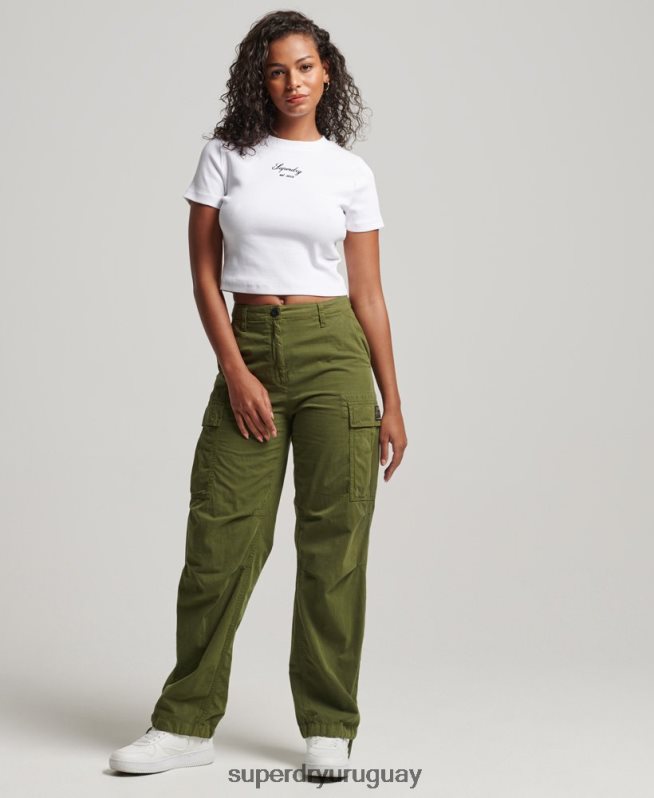uy Superdry mujer top corto con logo heritage blanco DT2N8Z2975 ropa