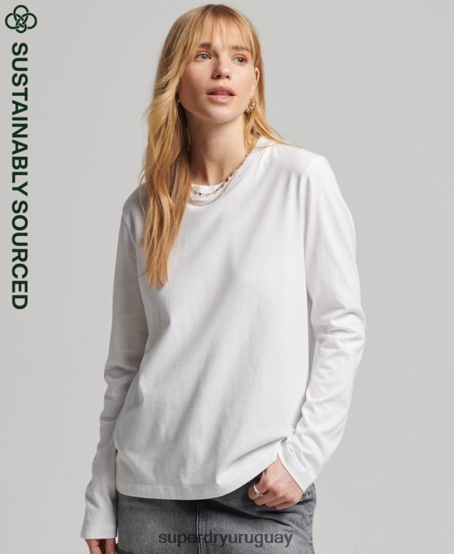 uy Superdry mujer top de algodón orgánico con logo vintage bordado blanco DT2N8Z6677 ropa
