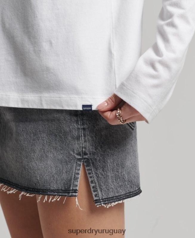 uy Superdry mujer top de algodón orgánico con logo vintage bordado blanco DT2N8Z6677 ropa