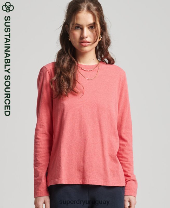 uy Superdry mujer top de algodón orgánico con logo vintage bordado coral DT2N8Z6632 ropa