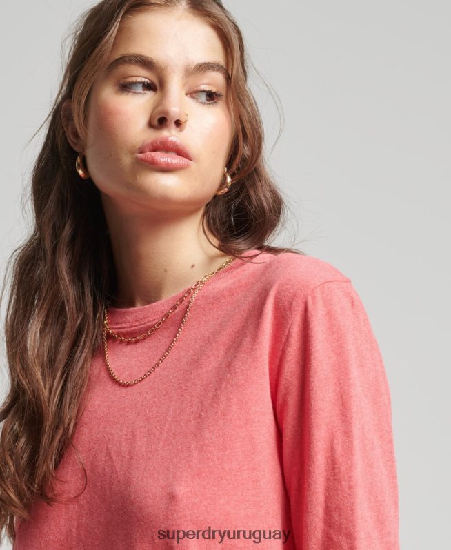 uy Superdry mujer top de algodón orgánico con logo vintage bordado coral DT2N8Z6632 ropa