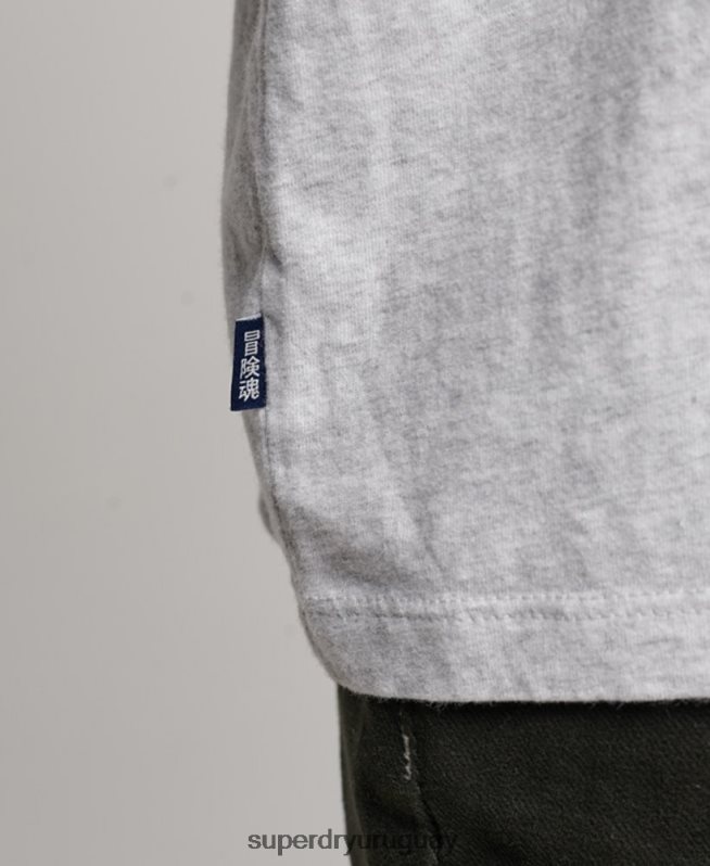 uy Superdry mujer top de algodón orgánico con logo vintage bordado gris claro DT2N8Z6569 ropa