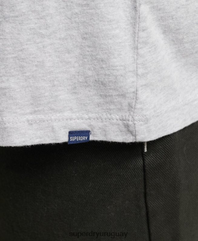 uy Superdry mujer top de algodón orgánico con logo vintage bordado gris claro DT2N8Z6569 ropa