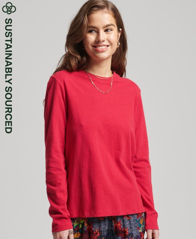 uy Superdry mujer top de algodón orgánico con logo vintage bordado rojo DT2N8Z6694 ropa