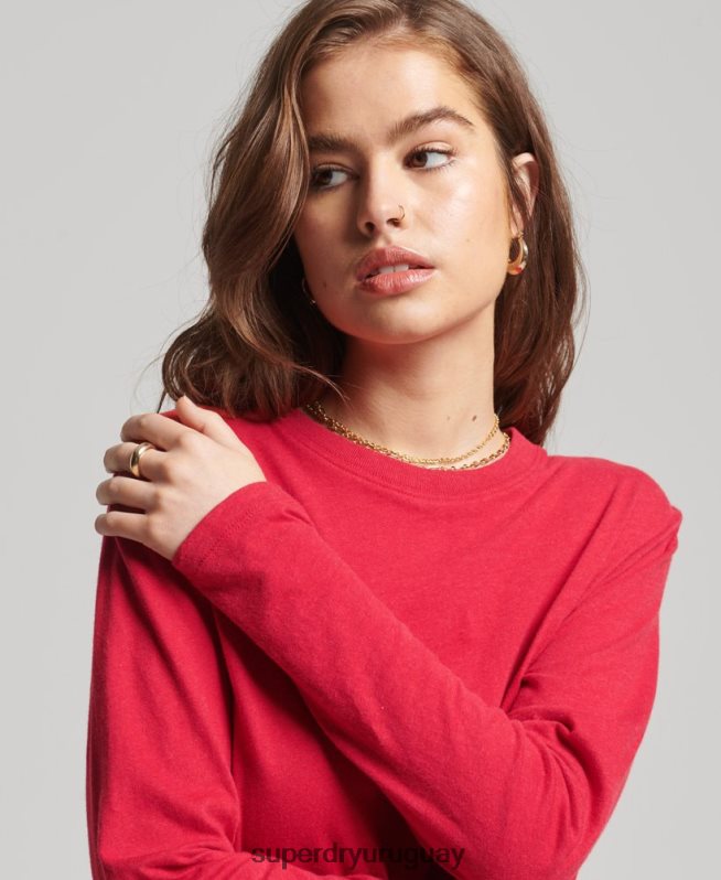 uy Superdry mujer top de algodón orgánico con logo vintage bordado rojo DT2N8Z6694 ropa