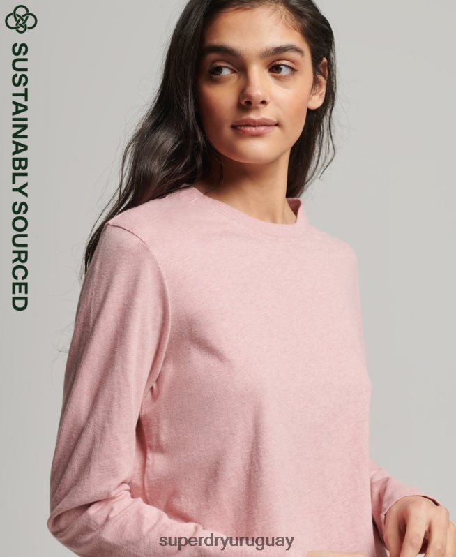 uy Superdry mujer top de algodón orgánico con logo vintage bordado rosa DT2N8Z6671 ropa