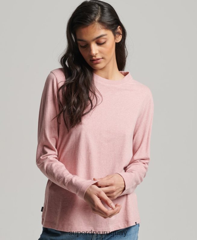 uy Superdry mujer top de algodón orgánico con logo vintage bordado rosa DT2N8Z6671 ropa