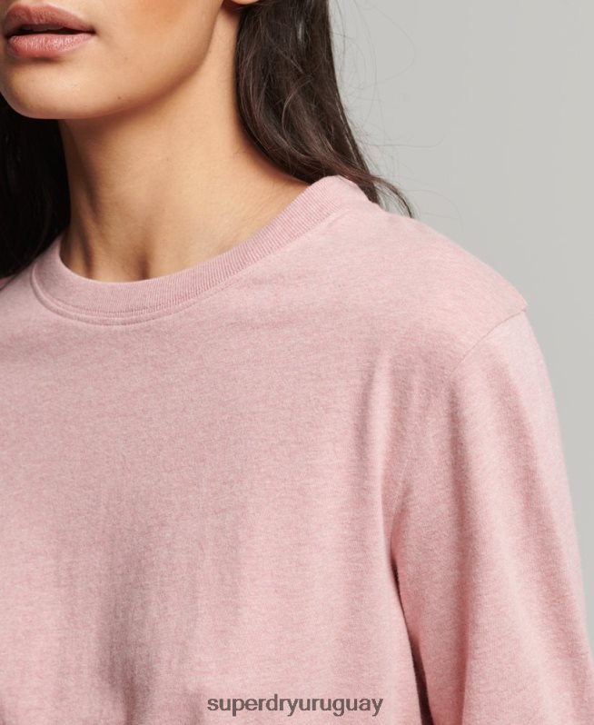 uy Superdry mujer top de algodón orgánico con logo vintage bordado rosa DT2N8Z6671 ropa