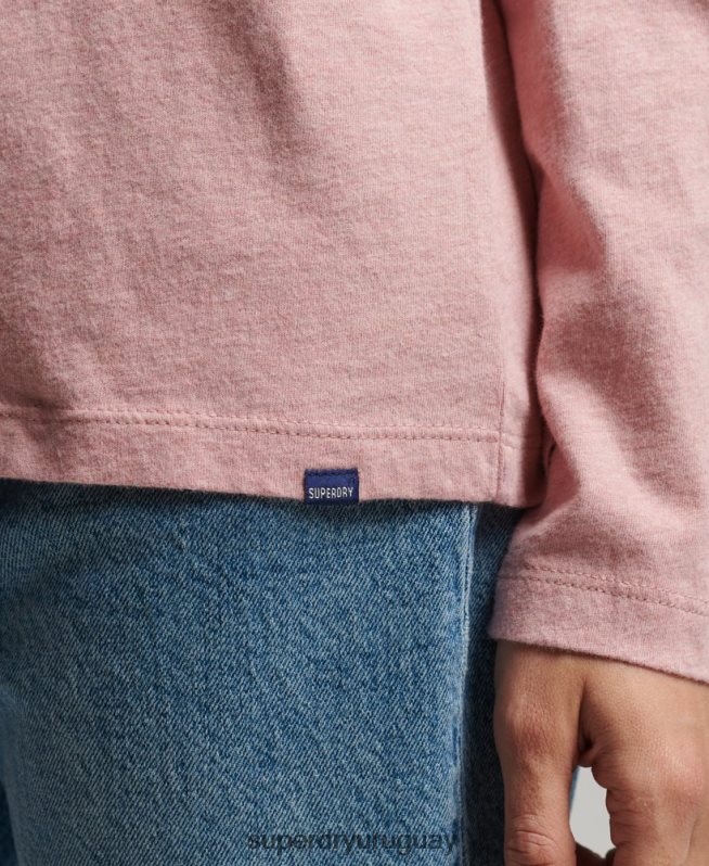 uy Superdry mujer top de algodón orgánico con logo vintage bordado rosa DT2N8Z6671 ropa