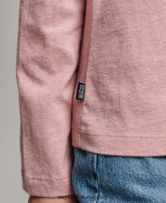 uy Superdry mujer top de algodón orgánico con logo vintage bordado rosa DT2N8Z6671 ropa