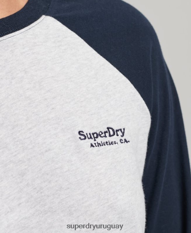 uy Superdry mujer top de béisbol con logo vintage de algodón orgánico gris DT2N8Z2899 ropa