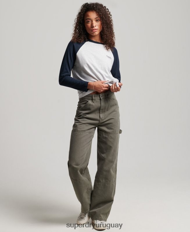 uy Superdry mujer top de béisbol con logo vintage de algodón orgánico gris DT2N8Z2899 ropa