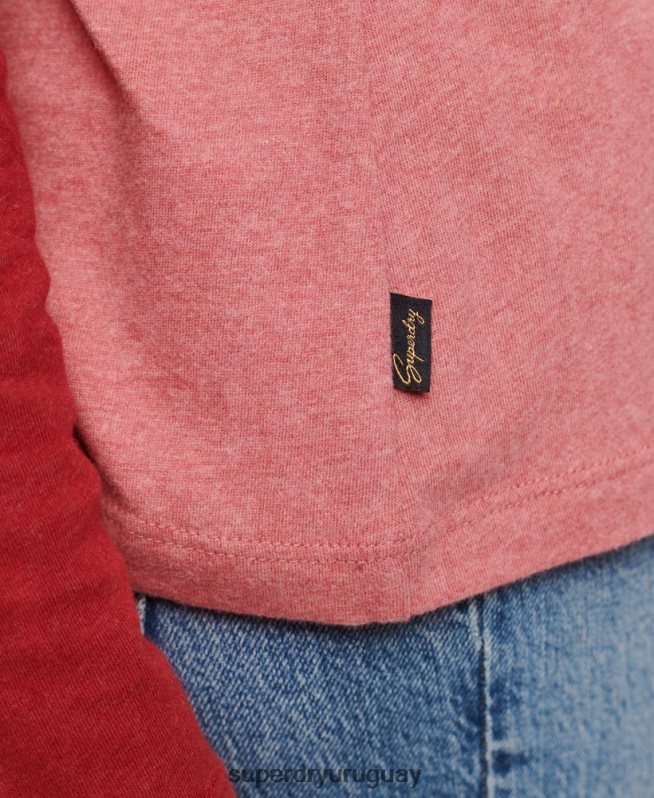 uy Superdry mujer top de béisbol con logo vintage de algodón orgánico rosa DT2N8Z2905 ropa