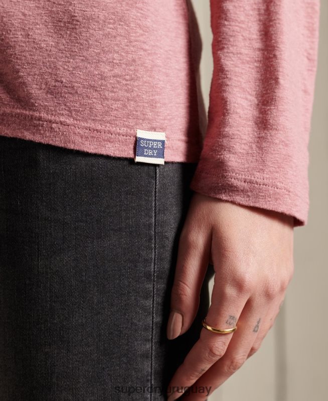 uy Superdry mujer top de encaje con chevron rosa DT2N8Z6623 ropa