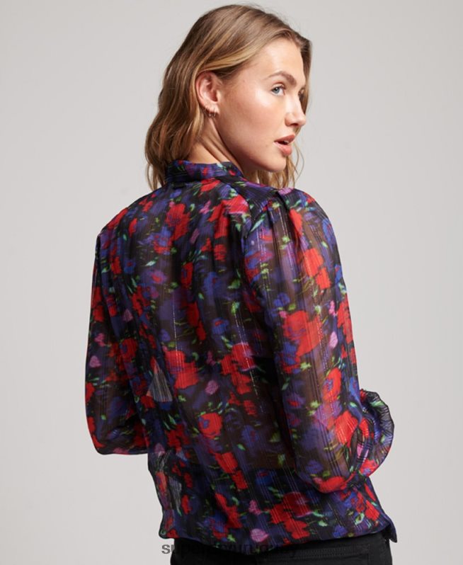 uy Superdry mujer top de gasa de estudios Armada DT2N8Z3029 ropa