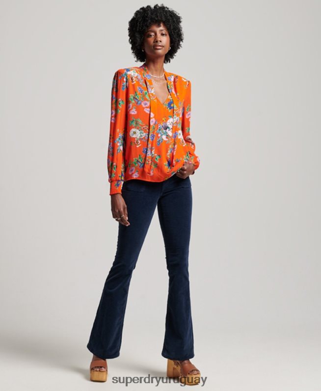 uy Superdry mujer top de gasa de estudios rojo DT2N8Z3020 ropa