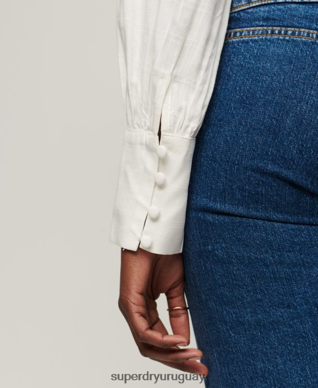 uy Superdry mujer top de mezcla de encaje studios blanco DT2N8Z2959 ropa