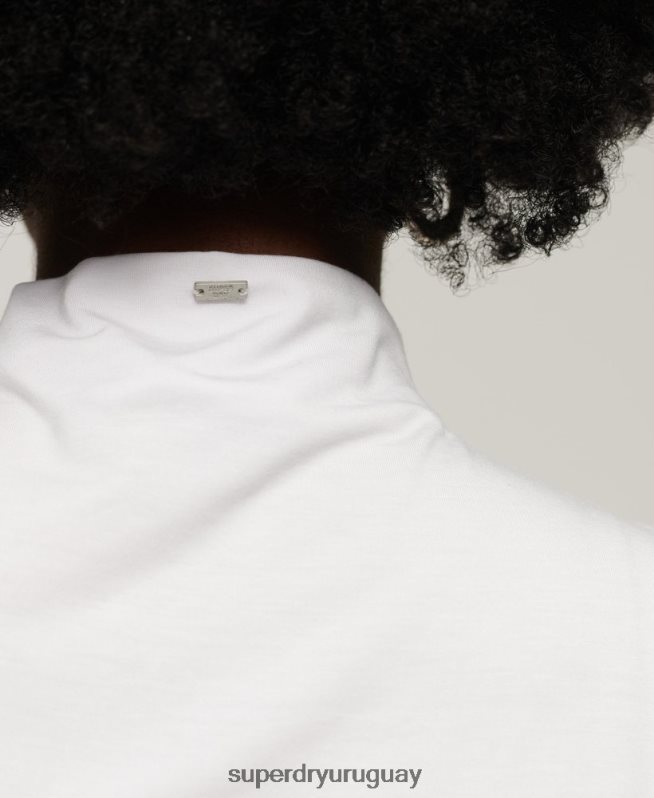 uy Superdry mujer top de punto fruncido blanco DT2N8Z2875 ropa