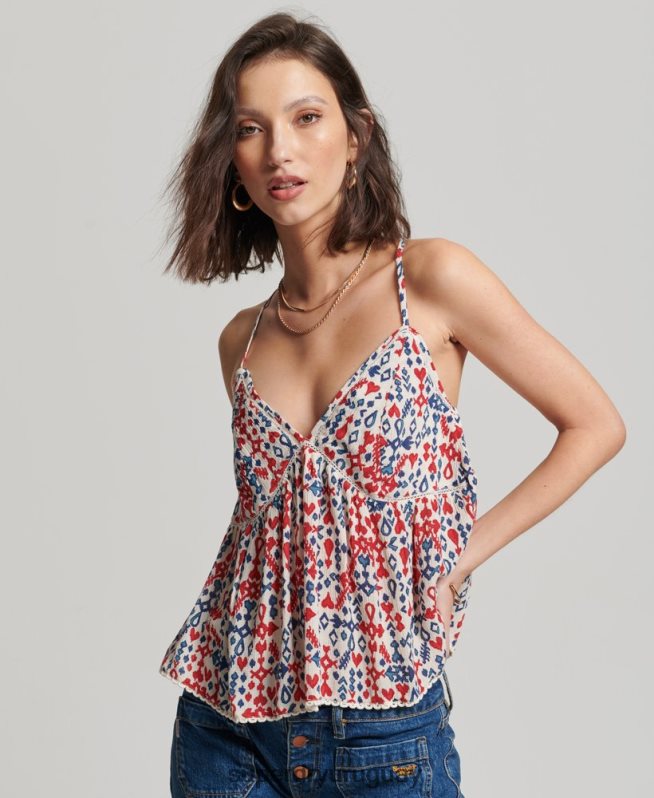 uy Superdry mujer top de tirantes a capas rojo DT2N8Z3013 ropa