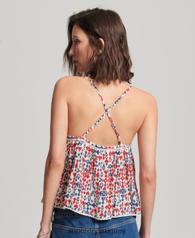 uy Superdry mujer top de tirantes a capas rojo DT2N8Z3013 ropa