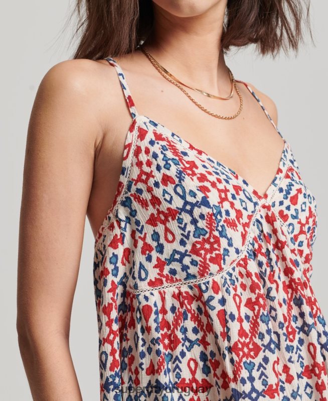 uy Superdry mujer top de tirantes a capas rojo DT2N8Z3013 ropa