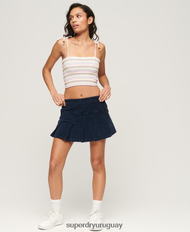 uy Superdry mujer top de tirantes bordado blanco DT2N8Z2071 ropa
