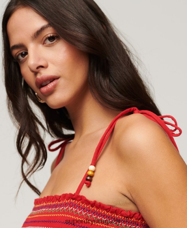 uy Superdry mujer top de tirantes bordado rojo DT2N8Z2041 ropa