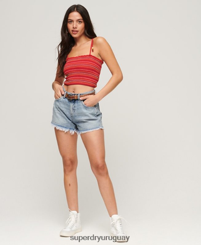 uy Superdry mujer top de tirantes bordado rojo DT2N8Z2041 ropa