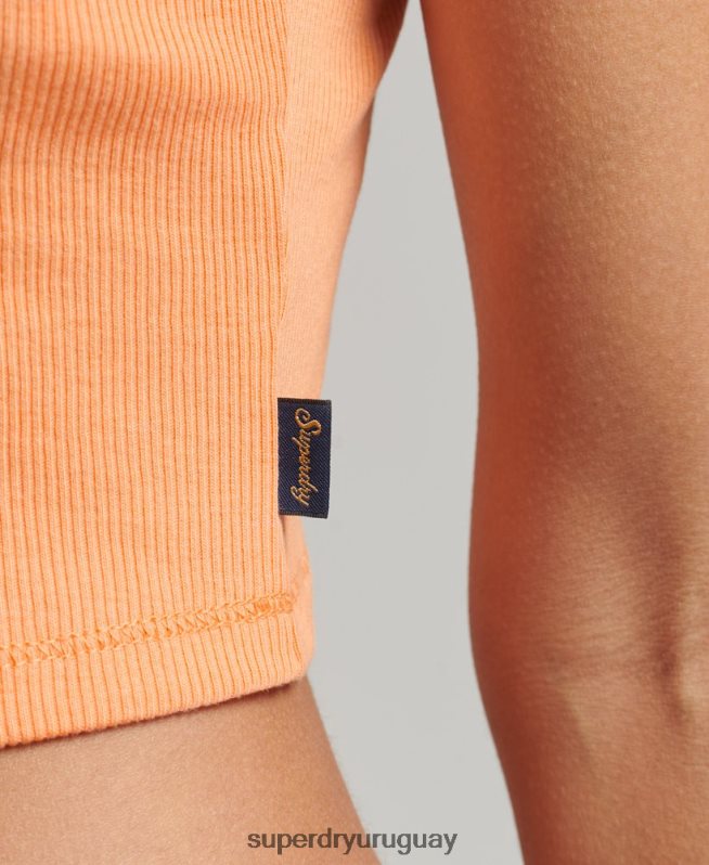 uy Superdry mujer top de tirantes con ribete de encaje acanalado naranja DT2N8Z2329 ropa
