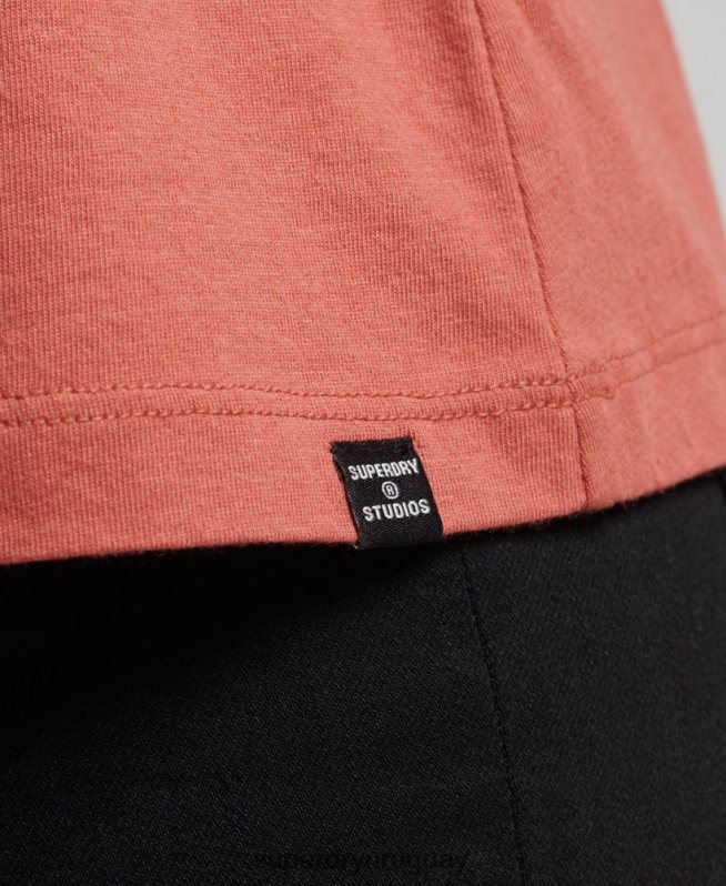 uy Superdry mujer top de tirantes de mezcla de encaje de algodón orgánico naranja DT2N8Z3023 ropa