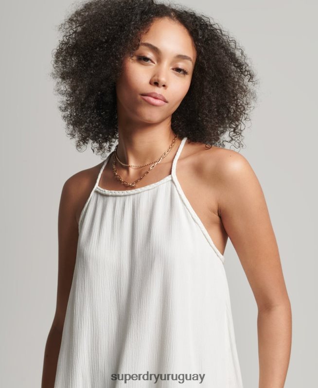 uy Superdry mujer top de tirantes de playa vintage blanco DT2N8Z6769 ropa