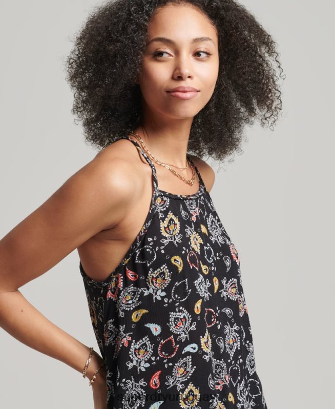 uy Superdry mujer top de tirantes de playa vintage negro DT2N8Z6746 ropa