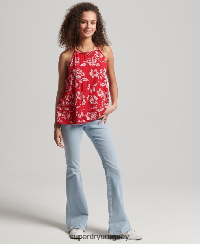 uy Superdry mujer top de tirantes de playa vintage rojo DT2N8Z6659 ropa