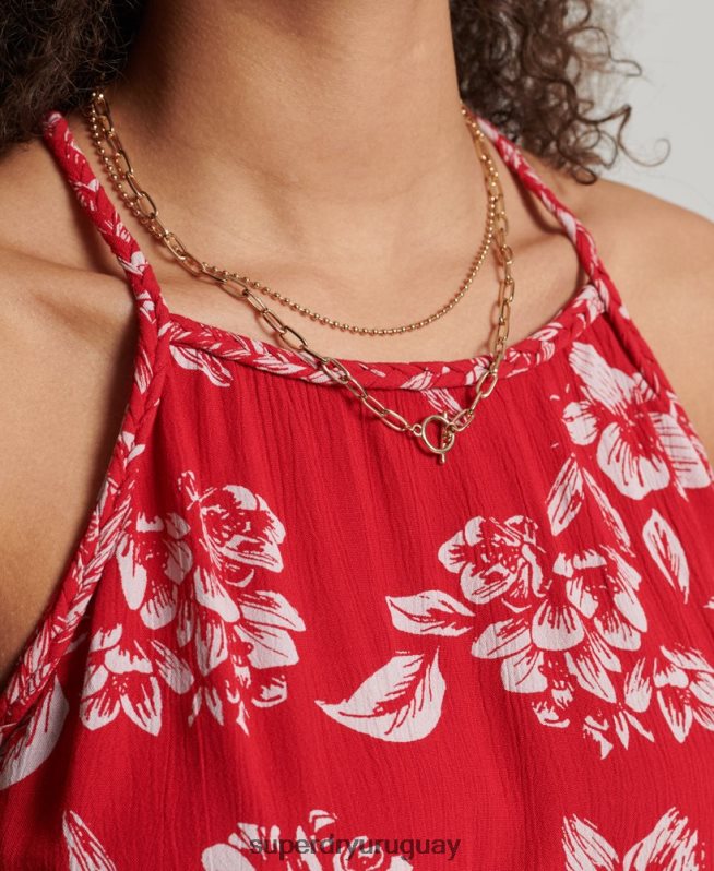 uy Superdry mujer top de tirantes de playa vintage rojo DT2N8Z6659 ropa