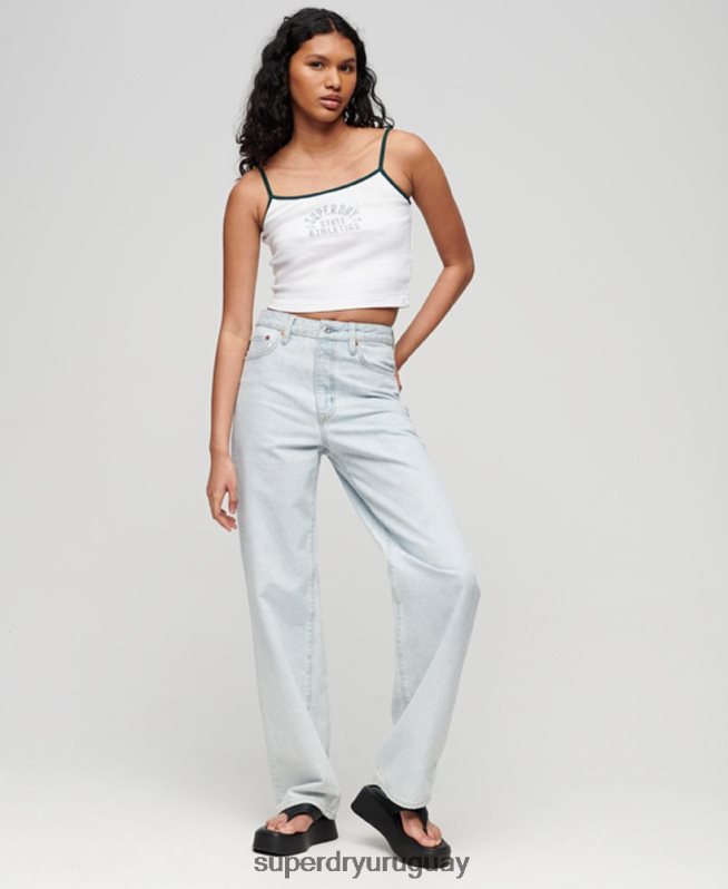 uy Superdry mujer top de tirantes deportivo esencial blanco DT2N8Z2921 ropa