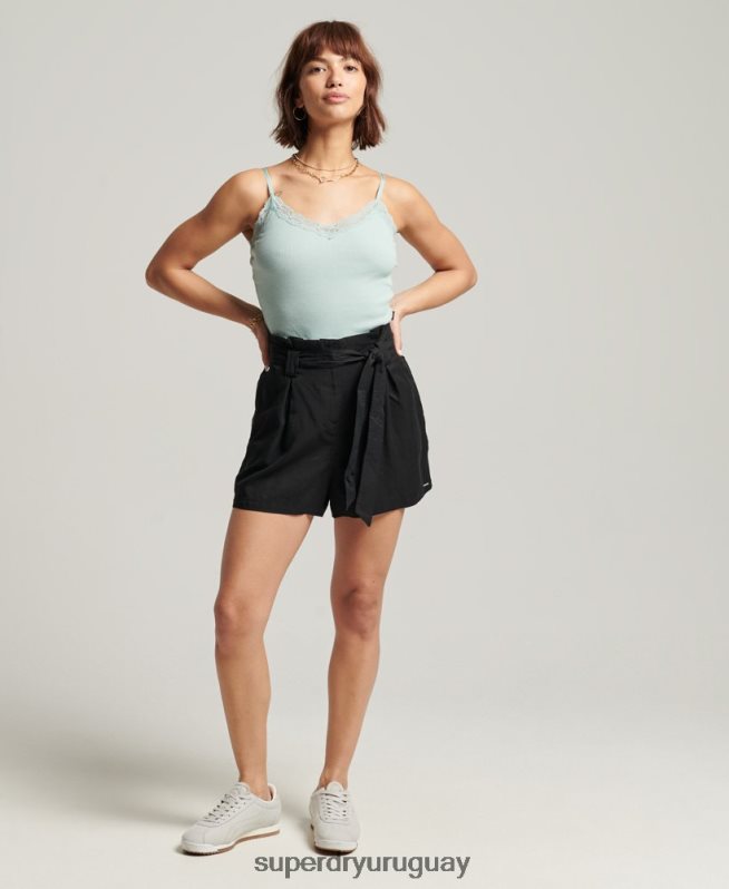 uy Superdry mujer top de tirantes mini vintage de encaje acanalado azul DT2N8Z2346 ropa