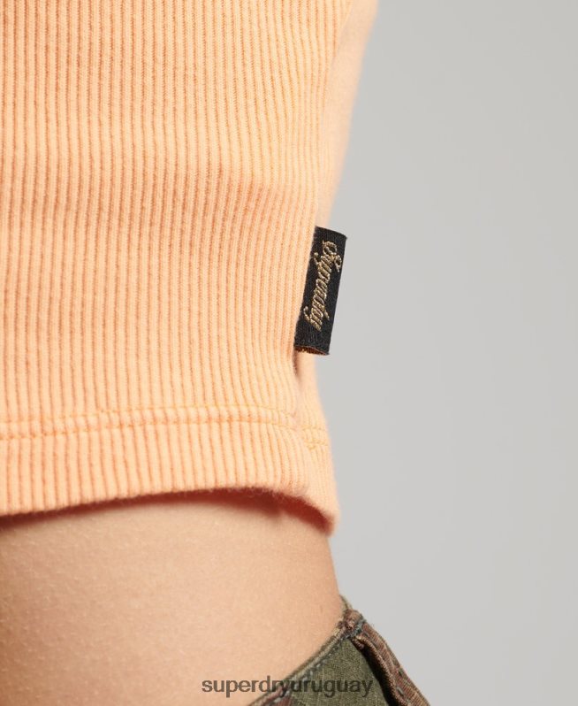 uy Superdry mujer top de tirantes mini vintage de encaje acanalado naranja DT2N8Z2324 ropa
